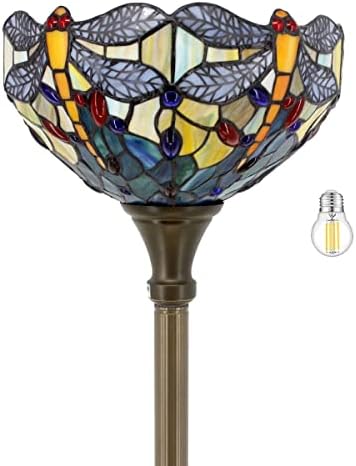 WERFACTORY под лампа Tiffany цвят на Морска вълна, Синьо, Жълто, Витражный Лампа под формата на водни Кончета, 12X12X66