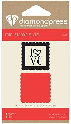 Diamond натиснете Mini Stamp and die Love, Сребърен, 13 x 7 x 0,5 см