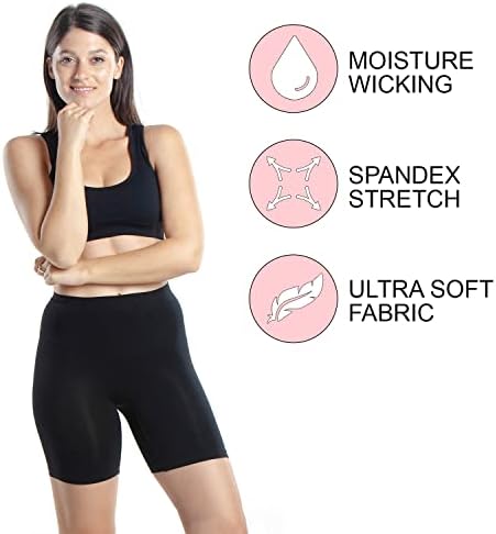 Къси панталони-слип Emprella | 3 комплекта Черни Велосипедни шорти | Памучни Еластични шорти от ликра за йога (Голям,