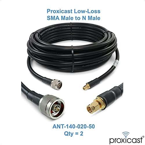 Антена Proxicast Pro-Gain 4G / 5G MIMO + 2X 50-крак коаксиален кабел CFD400 професионален клас с ниски загуби + Кит уплътнителен