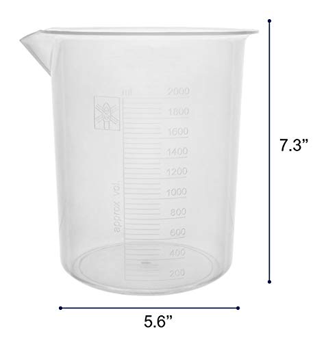 Пластмасова чаша с обем 2000 ml - Висококачествен полипропилен, Класификация 50 мл - Autoclavable