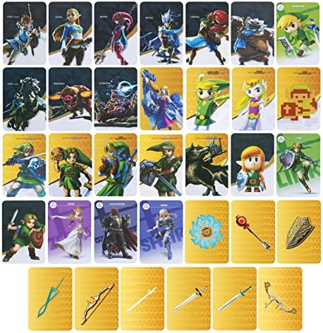 пълен набор от мини-картички Amibo 34шт, съвместими с Legend of Zelda: Breath of The Wild и Tears of The Kingdom