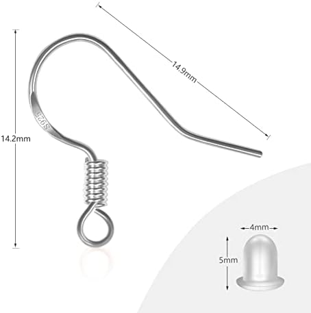 Кукички За Обици от Сребро 925 проба 120 БР/60 двойки, Хипоалергенни Ушни Кабели, Риболовни Куки, за Изработка на Бижута,