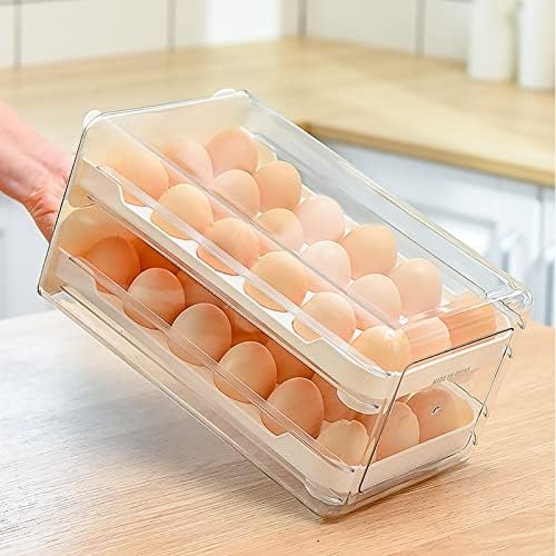 Държач за яйца за Хладилника на 36 Броя, Прозрачен Контейнер За Съхранение на Яйца В Хладилника, 2-Слойный Органайзер