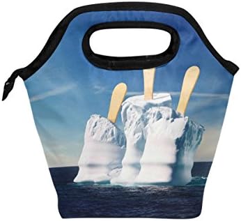 Чанта за обяд Vipsk за възрастни/мъже/жени/Деца, Кутия за обяд с плодов Сладолед Синьо море, Заснежените планини, Водоустойчив