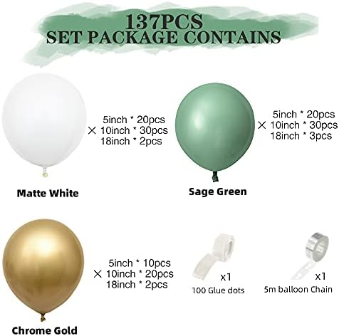 Комплект арка от балони 137шт Комплект Гирлянди от балони от латекс (Маслинено зелен)