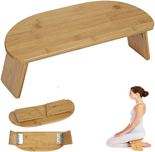 Бамбук Пейка за Медитация, Портативен Сгъваем Стол за Коленопреклонения Ергономична Бамбук Пейка за Медитация за Йога,