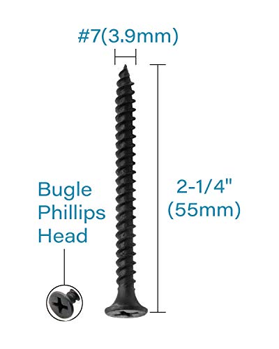 IMScrews 100шт 7 x 2-1/4 Винтове за Гипсокартон с плоска глава Phillips С Фина Резба, Шуруп за дърво с Остър Край, Въглеродна