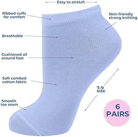 Дамски Чорапи ESOMOON No Show, размер 6-9, Нескользящие Памучни Спортни Чорапи за джогинг, многоцветен Оборудване (6