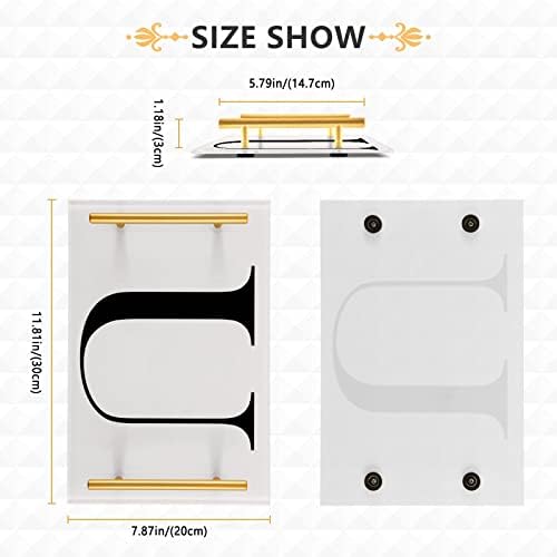 Акрилни Тава за Баня Dallonan, Правоъгълни и Декоративни Подноси с букви U със Златни Дръжки за Кухня, Хранене, Шкафа