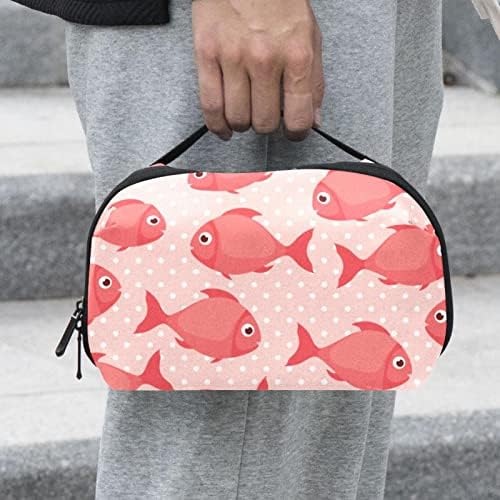 Дамски Чанта за Тоалетни принадлежности под формата на Розова Рибка, Водоустойчив Кожен Органайзер за Тоалетни Принадлежности,