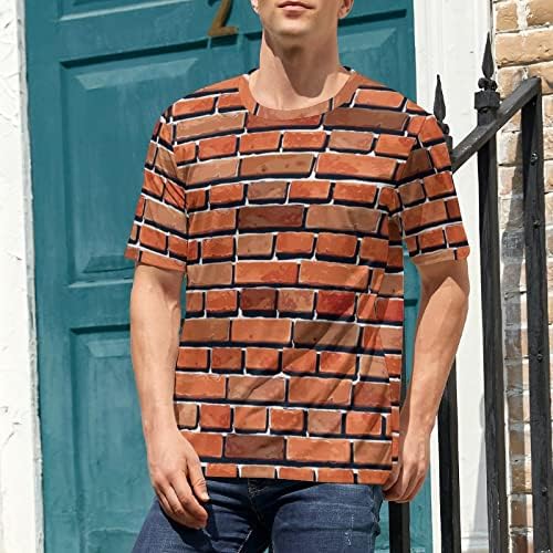 Мъжка Тениска с къс ръкав Red Brick Wall, Тениска с кръгло деколте Класически, Намаляване на