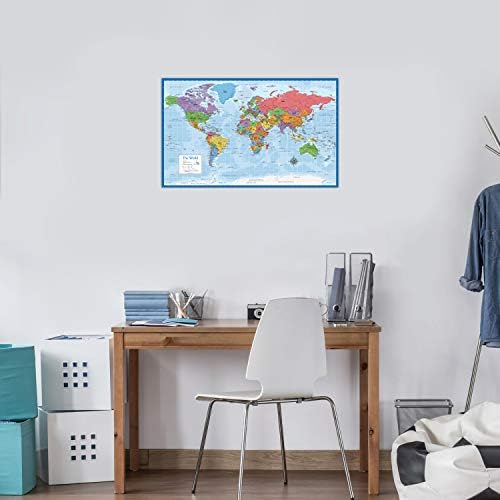 Ламинирана карта на света - 18 x 29 - Стенни карти на света - Произведено в САЩ