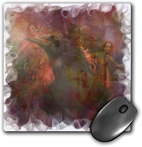 Подложка за мишка 3dRose LLC 8 x 8 x 0,25 инча, Magic of Dawn, Raven Crow Mystery (mp_21753_1)