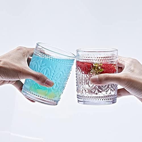 YL-ESH [6 опаковки] Романтични чаши за вода 12 мл, Висококачествена реколта посуда, Елегантна чаша за пиене с релефни,