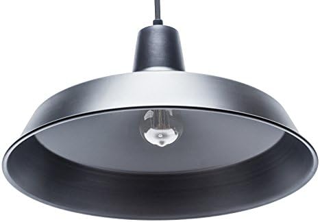 Окачен Промишлен лампа Globe Electric 65155 1-Light за склад, Матово Черно, като Основната Розетка E26, Кухненски Остров,