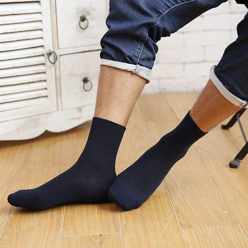 WZHYY 5 Чифта мъжки чорапи от влакна, Бизнес Дишащи Компресия Мъжки Дълги чорапи с Голям размер (Цвят: A, Размер: Нормален