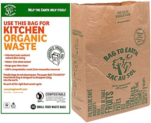 Чанта за земята - Кухненски чанта за хранителни отпадъци - Комплект от 4 Компостируемых пакети - Фланец Целлюлозный подложка