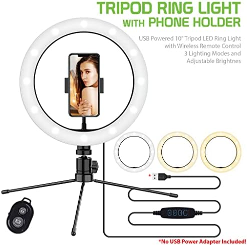 Светъл трикольор пръстен за селфи, което е съвместимо с вашето устройство Micromax Q334 10 инча, с дистанционно управление