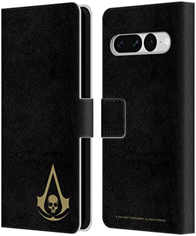 Дизайн на своята практика за главата, официално лицензиран Assassin ' s Creed, емблеми от бял и черен флаг, кожен калъф-книжка-джобен