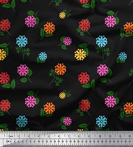 Художествена тъкан от futon трикотаж Soimoi с щампи на точки, листа и цветя модел ширина 58 см