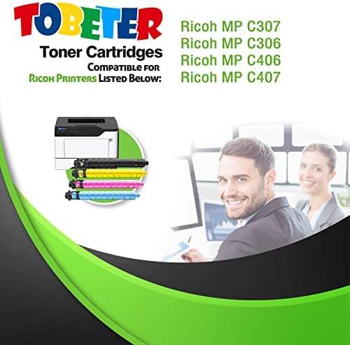 ТоБетер Съвместим Набор от касети с тонер за Подмяна на Ricoh MP C307 C306 C406 C407 842091 842092 842093 842094 Използват