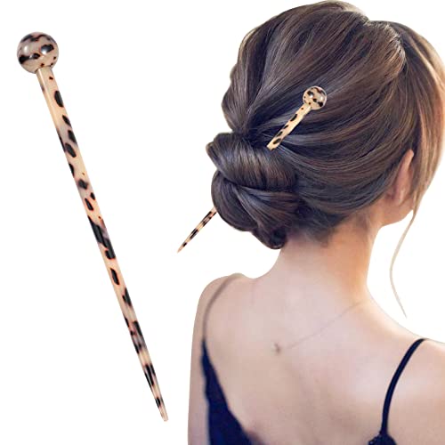 FRDTLUTHW 7,3-инчови дълги пръчки за коса с леопардовым принтом, ацетатная шнола за коса, за жени, гъста, дълга коса