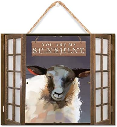 Ти си Моето Слънце Дървена Табела 8x10 инча Крава, Овца Селскостопански Животни Живопис с маслени Бои и Дървени Стенни