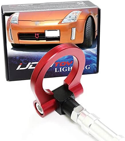 Пръстен буксировочного кука iJDMTOY Red Track Racing Style, съвместимо с Nissan 350Z Fairlady Z Z33 2003-2004 година