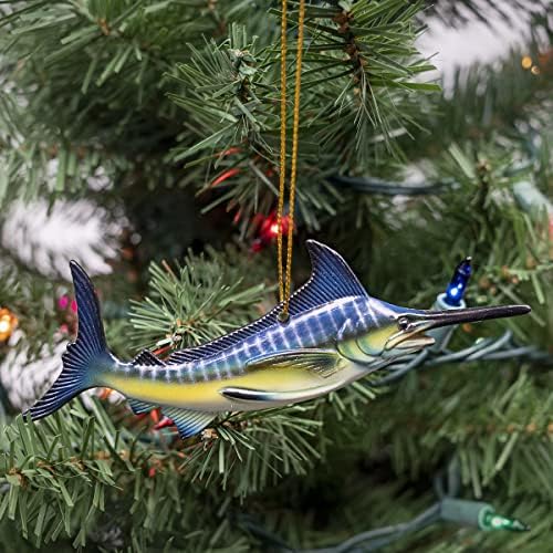 TG,LLC Съкровище Гуру Подвесная 5-инчов Риба Марлин Коледен Подарък Topper Крайбрежна Риба-Меч Украса За Коледната Елха