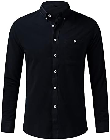 Мъжки Пролет-есен Бизнес тениска, Модни и Ежедневни Однотонная вельветовая Риза с дълъг ръкав, Блуза с отложным яка