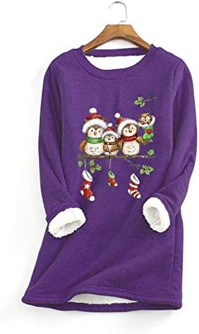 Пуловери, Жилетки за Жени, Изолирана Ризи с кръгло деколте и Дълъг Ръкав, Дамски Коледна Hoody