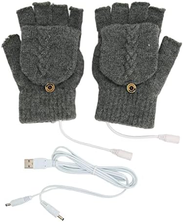 Ръкавици с топъл за компютъра, електронни полупальцы с USB, меки зимни ръкавици за нагряване на ръцете (тъмно-сиво)