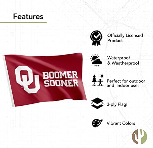 Знамена Университета на Оклахома Двустранни Банери Sooners от полиестер за помещения и на улицата, 3x5 (Двустранен