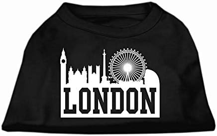 Mirage Pet Products 10-Инчов Тениска с Трафаретным принтом London Skyline за домашни любимци, Малка, Черна