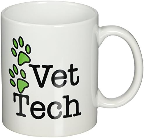 3dRose mug_161089_1 Vet Tech, Зелена Керамична чаша, 11 грама