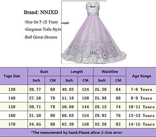 NNJXD/Празнично Дълга Рокля на Принцеса Люляк За момичета, Детски Бални Рокли за Бала от Тюл