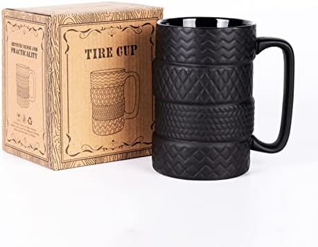 Керамични Кафеена Чаша е 16 унции, Голяма Шина Чаена Чаша, 3D Забавно Кафеена Чаша за Мъже, Подарък За Рожден Ден, Черен