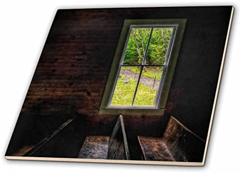 Снимка 3dRose Майк Swindle - Пейзаж - Църковни пейки и плочки на прозорците (ct_351722_1)