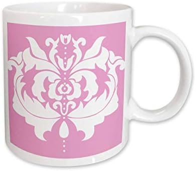 3. Керамична чаша с печат от бял Дамаск на светло-розов фон, 11 грама
