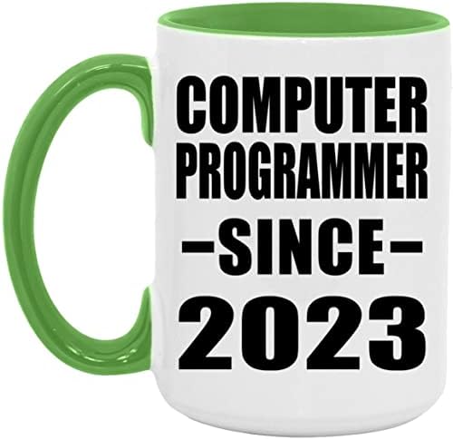 Програмист Designsify С 2023 г., Кафеена Чаша с Акцент върху 15 грама, Зелена Керамична Чаша за Чай с дръжка, Подаръци