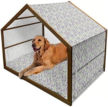 Дървена Къщичка за куче с цвят на Лавандула Ambesonne, Ботаническата Модел с Пресни Подправки, Темата за спа-салон за