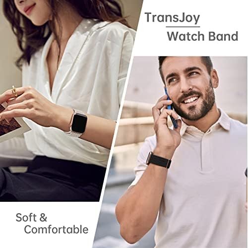 TransJoy ? ???? Сплетен Еластичен Регулируем ремък за часа на Apple Watch Band 38 мм 40 мм 41 мм 42 мм 44 мм 45 мм за