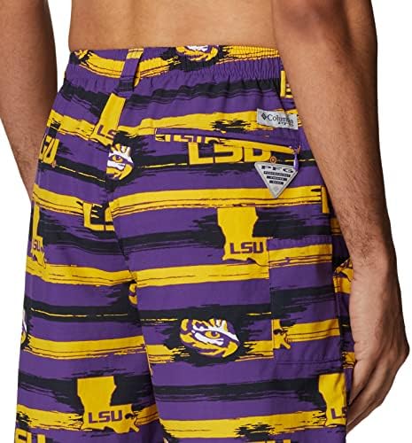 Columbia Men ' s Collegiate Backcast II Кратък, LSU-Ярък Принт Prpl Раскрась своите цветове, като Голям x 6L