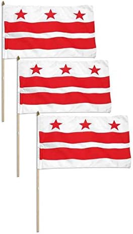 Флаг на Вашингтон, окръг Колумбия, 12 x 18 инча (3 бр.)