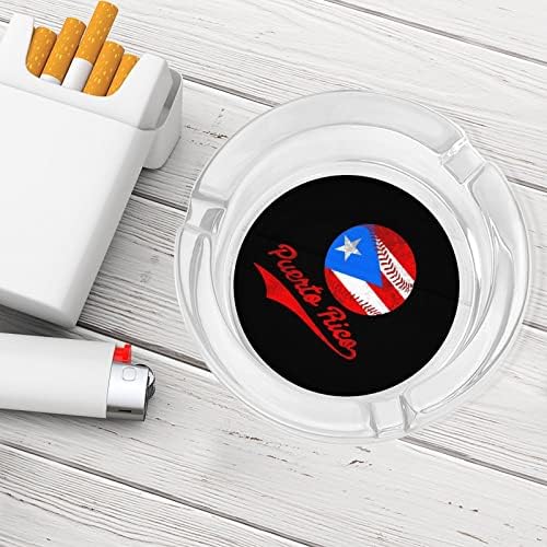 Пуерто Рико Бейзболен Топката Стъклен Пепелник Кръг Титуляр за Пепел Калъф Пепелник за Домашен интериор Маса в Хотела