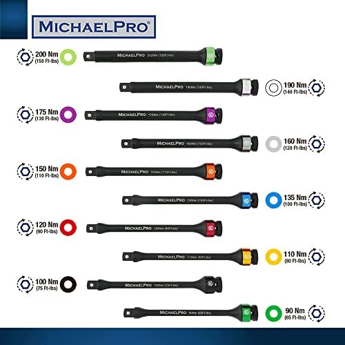 MichaelPro MP001208 Удължител за ограничаване на въртящия момент има от 10 части 1/2, от 65 до 150 фут-паунда (от 90