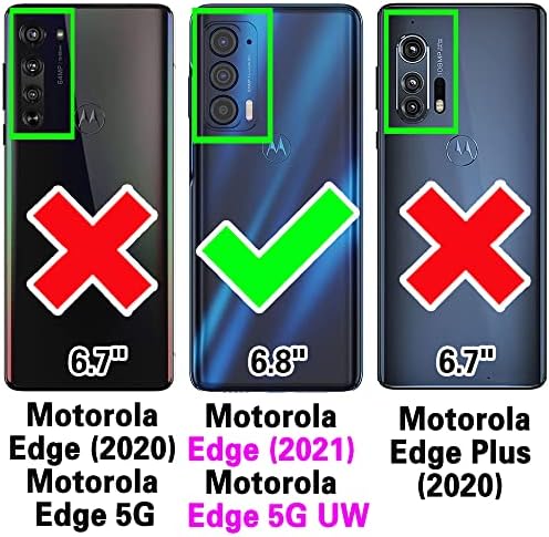 Asuwish е Съвместим с Motorola Moto Edge 2021/MotoEdge 5G UW Чанта-портфейл и Защитно фолио за екран от закалено Стъкло,