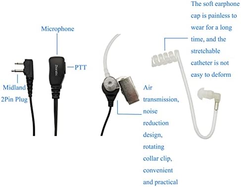 Уоки-токи Слушалка с микрофон 2-пинов Акустична тръба Слушалка Съвместима с Midland GXT1000VP4 LXT500VP3 LXT600VP3 GXT1050VP4