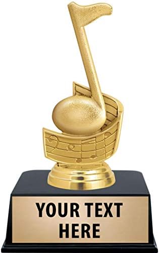 Музикални трофеи Crown Награди с потребителски Гравиране, 6Персонално Златен Трофей за пеене музикални Ноти върху черна